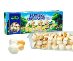 Jemné sušenky Houbičky s bílou čokoládou 170g Miltonas