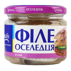 Filety ze sledě bez kuže v oleji 250g Veladis (Lat. Clupea harengus)