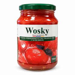 Rajčata loupaná s bazalkou 700ml Wosky