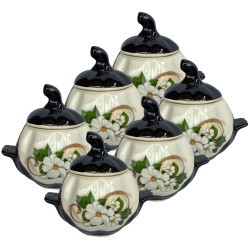 Keramický hrnec Bílé květy 0,75l