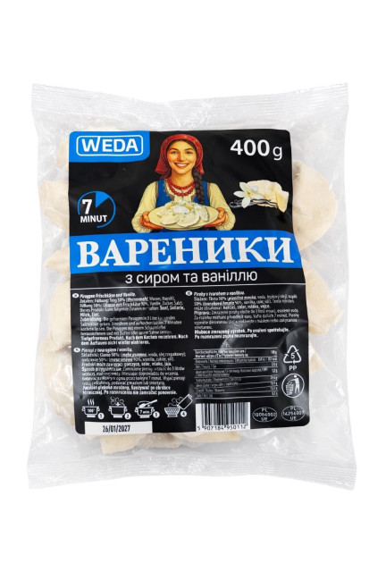 detail Vareniky s tvarohem a vanilkou 400g Weda