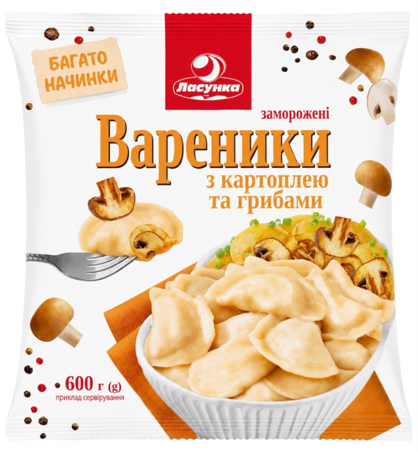 detail Vareniky s bramborami a houbami 600g Lasunka