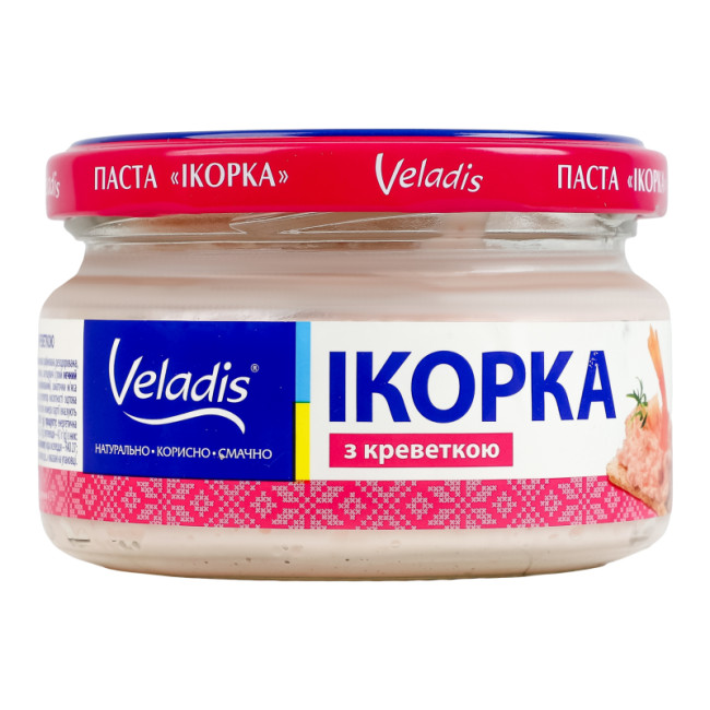 detail Pomazánka z jiker atlantických ryb s krevetami „Ikorka“ 160g Veladis