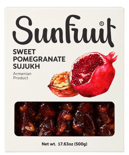 detail Sladký sujuk s vlaškými ořechy a přichutí granátového jablka 500g Sunfruit