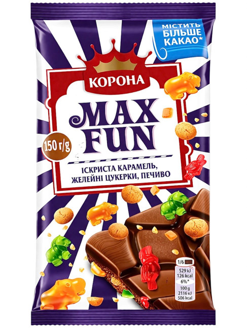 detail Mléčná čokoláda MAXFUN s marmeládou 150g KORONA