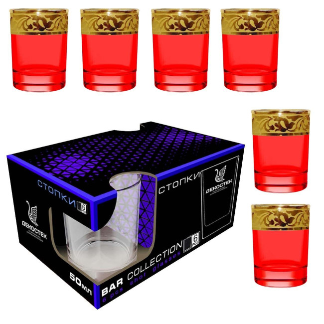 detail Sada skleniček Barvová kolekce 6x50ml Jasmín červené Dekostek